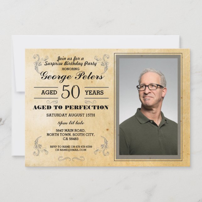 Invitation Âgé jusqu'à la perfection Anniversaire Hommes Phot (Devant)