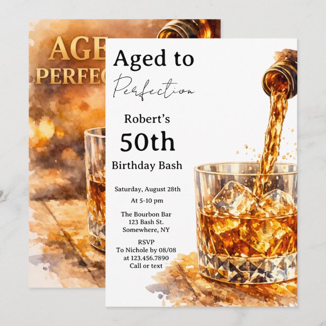 Invitation Aged To Perfection Men’s Birthday Party (Devant / Derrière)