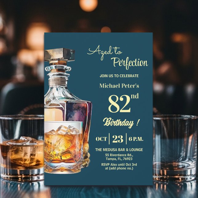 Invitation Aged to Perfection Men's 82nd Whiskey Birthday  (Créateur téléchargé)