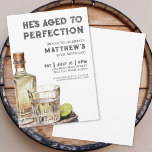 Invitation Aged To Perfection Men's Birthday Party<br><div class="desc">Tequila-Themed Birthday Invitation. Celebrate in style with this modern and festive design featuring a watercolor tequila bottle, glass, and lime in the bottom left corner. The background is all white for a clean, minimal look, while the party details appear in dark gray fonts on the top right in a mix...</div>
