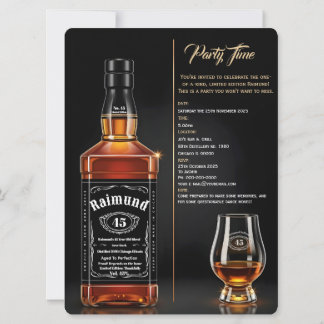 Invitation Aged to Perfection Whiskey Bottle Custom Birthday