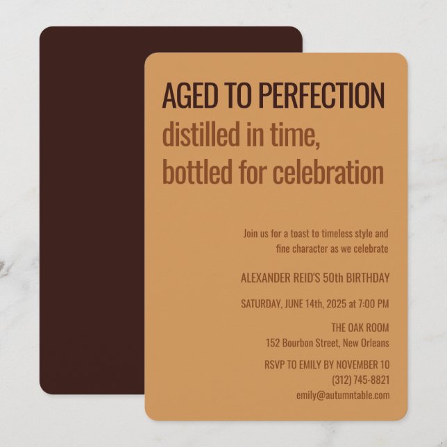 Invitation Aged to Perfection | Whisky Birthday (Devant / Derrière)