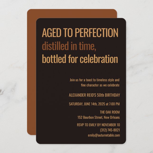Invitation Aged to Perfection | Whisky Birthday (Devant / Derrière)