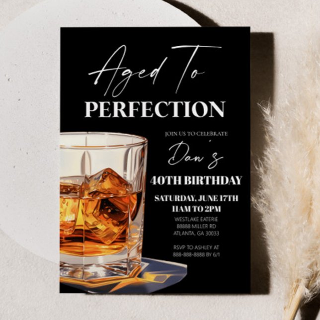Invitation Aged To Perfection Whisky Glass Birthday Party (Créateur téléchargé)