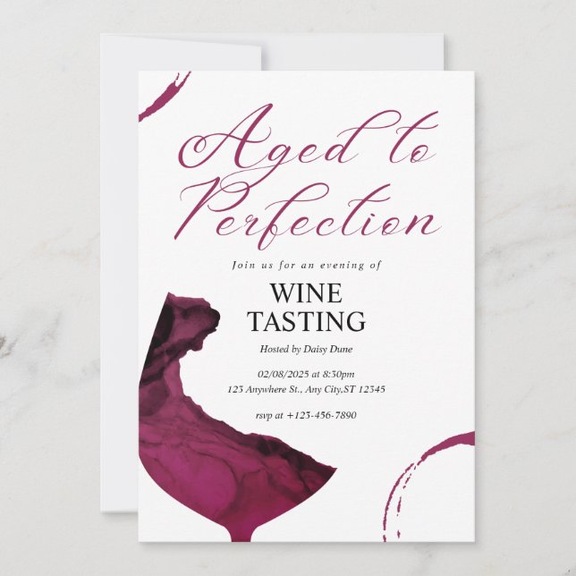 Invitation Aged To Perfection Wine Tasting Invite (Devant)