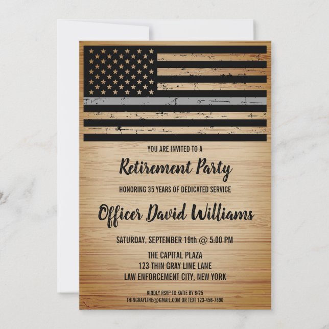 Invitation Agent de Correction Retraite Thin Gray Line Inv (Devant)