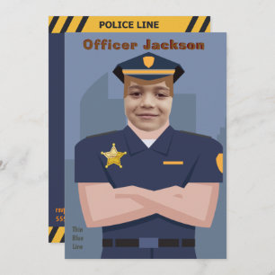 Invitation Agent de police Enfants Modèle photo Anniversaire