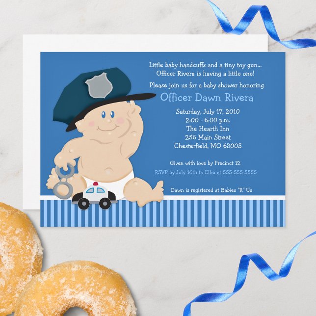 Invitation Agent de police Grossesse bébé douche Baby Cop (Police Officer Baby Cop Baby Shower Invitation)