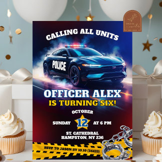 Invitation Agent de police voiture de police anniversaire gar