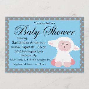 Invitation Agneau bébé mignon et Baby shower Pois