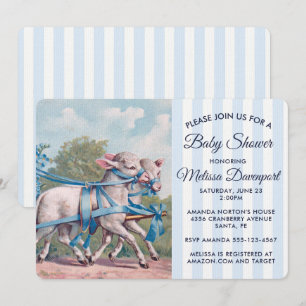 Invitation Agneaux vintages dans Baby shower de rubans bleus