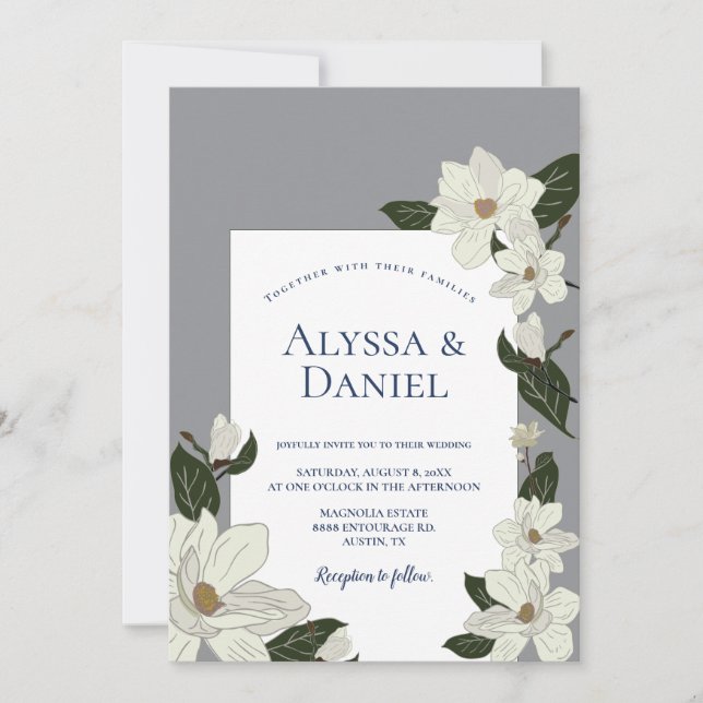Invitation Agrandir les fleurs Bold Magnolia Mariage (Devant)