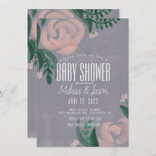 Invitation Agritourisme rustique Baby shower rose rose rose g