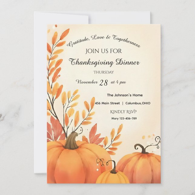 Invitation Agritourisme rustique Cosy automne Thanksgiving (Devant)