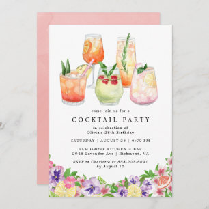 Invitation Agrumes floraux   Fun Summer Cocktail Party Annive