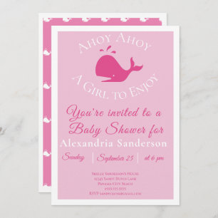Invitation Ahoy A Girl to Enjoy Nautical Baby shower