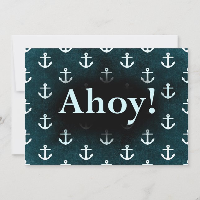 Invitation Ahoy ! Ancre Motif Design Bleu foncé (Devant)