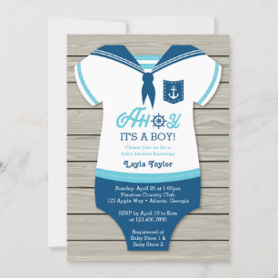 Invitation Ahoy Baby shower Invitation, marin, nautique