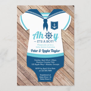 Invitation Ahoy Baby shower Invitation, marin, nautique