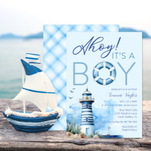 Invitation Ahoy C’est un garçon Baby shower nautique Invitati