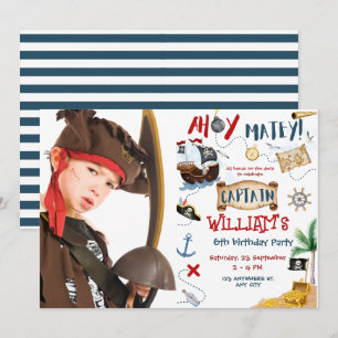 Invitation Ahoy Captain Photo Pirate anniversaire de enfant P