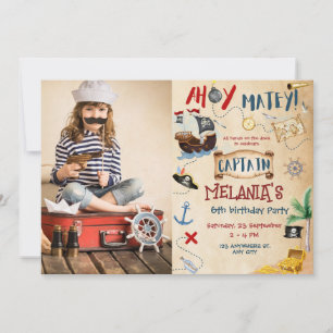 Invitation Ahoy Captain Treasure Pirate anniversaire de enfan