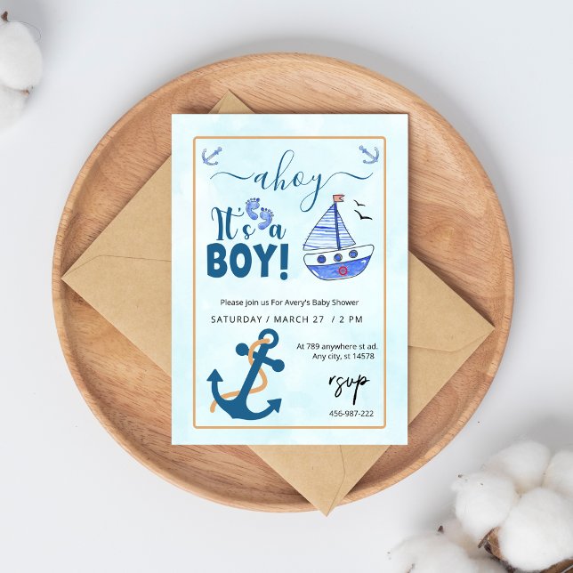 Invitation Ahoy c'est un Baby shower Boy Sailboat (Créateur téléchargé)