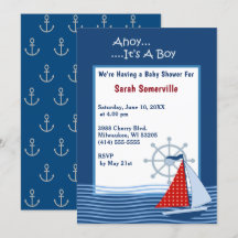Ahoy C'est un Baby shower de bateau à voile bleu g