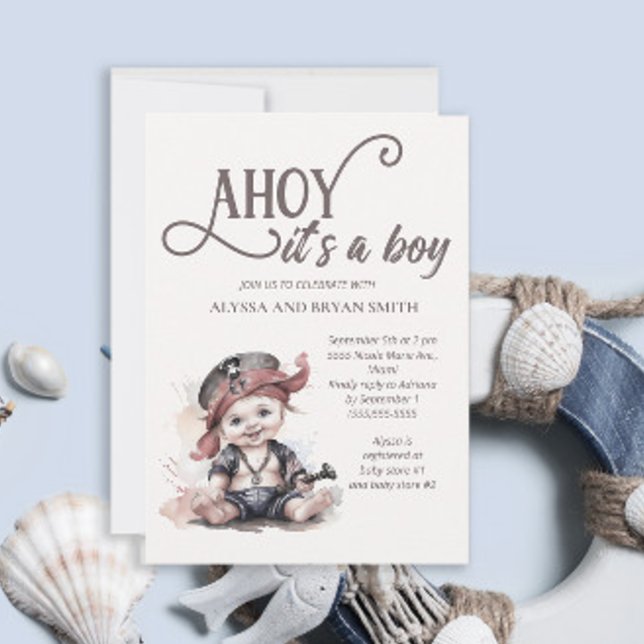 Invitation Ahoy c'est un Baby shower de pirates (Créateur téléchargé)