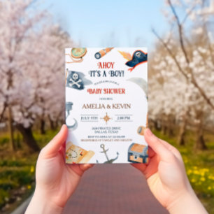 Invitation Ahoy C'est un Baby shower de pirates