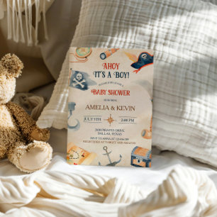 Invitation Ahoy C'est un Baby shower de pirates