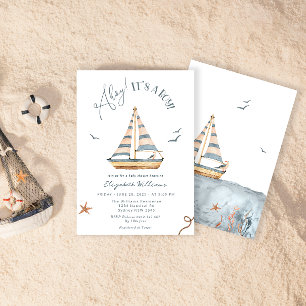 Invitation Ahoy C'est un Baby shower de voilier nautique