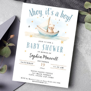 Invitation Ahoy C'est un Baby shower d'ours de voilier nautiq