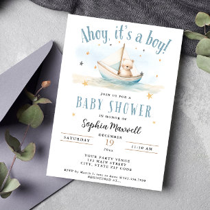 Invitation Ahoy C'est un Baby shower d'ours de voilier nautiq