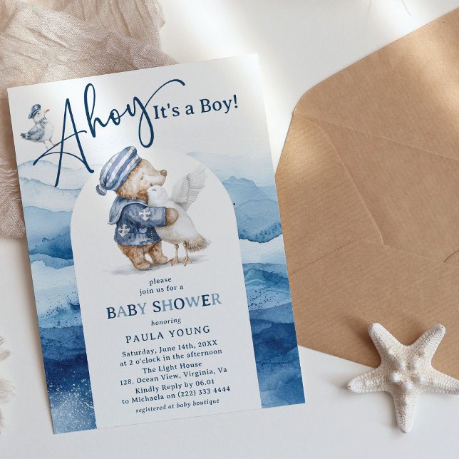 Invitation Ahoy C'est un Baby shower nautique mignon garçon (Créateur téléchargé)
