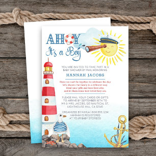 Invitation Ahoy c'est un Baby shower nautique mignon par mail