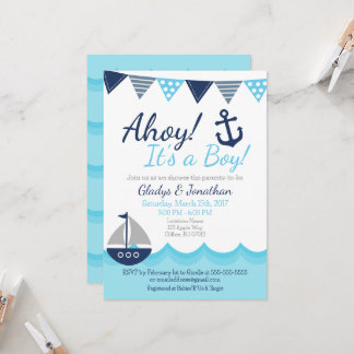 Invitation Ahoy ! C'est un Boy Nautical Sailor Baby shower In