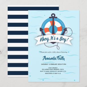 Invitation Ahoy c'est un garçon ancre Baby shower nautique