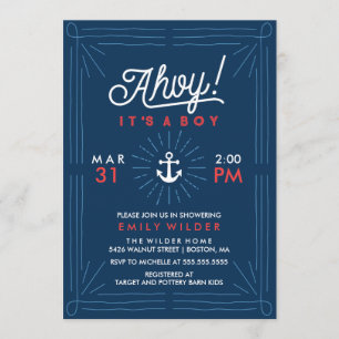 Invitation Ahoy C'est un garçon   Baby shower nautique