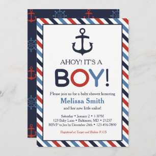 Invitation Ahoy C'est un garçon Baby shower nautique Invitati