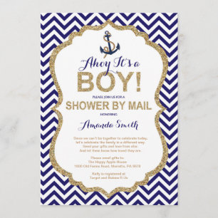 Invitation Ahoy c'est un garçon ! Baby shower nautique par co