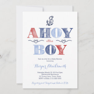 Invitation Ahoy C'est un garçon Baby shower nautique pour gar