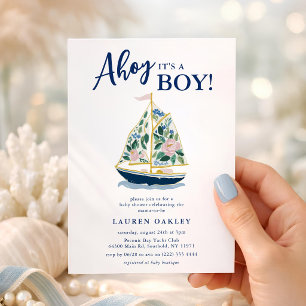 Invitation Ahoy c'est un garçon ! Baby Shower Rivieraine au B