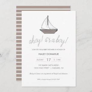 Invitation Ahoy ! C'est un garçon ! Bateau à voile pour bébés