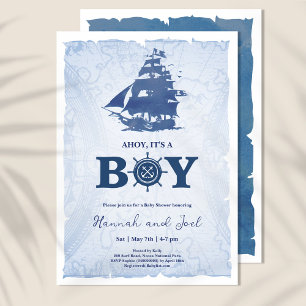 Invitation Ahoy C'est un garçon Bateau Pirate Baby shower nau