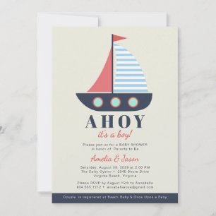 Invitation Ahoy C'est un garçon Couples Baby shower Invitatio