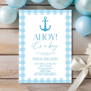 Invitation Ahoy ! C'est un garçon Elegant Baby shower bleu na