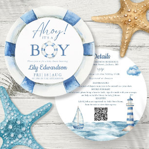 Invitation Ahoy C'est Un Garçon Naissance De Bébé Marin Tout