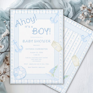Invitation Ahoy C'est un garçon Nautique\ Baby shower Invitat