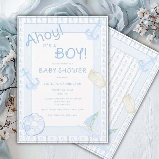 Invitation Ahoy C'est un garçon Nautique\ Baby shower Invitat (Créateur téléchargé)